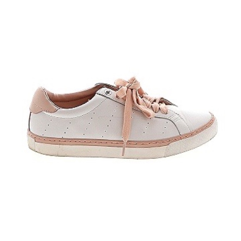 J. Crew White Saturday Sneaker Blush Accents Genuine Leather Size 9